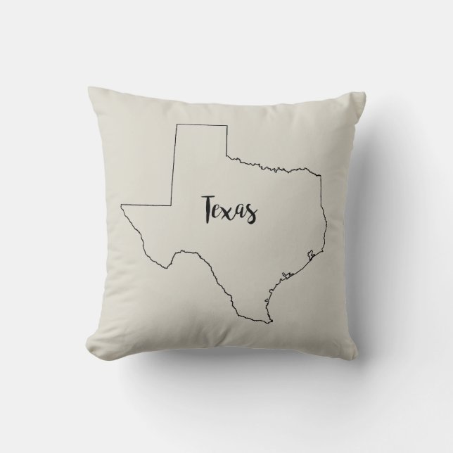 Cojín decorativo de mapas estatales de Texas (Anverso)