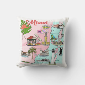 Cojín decorativo de mapas ilustrados de Miami
