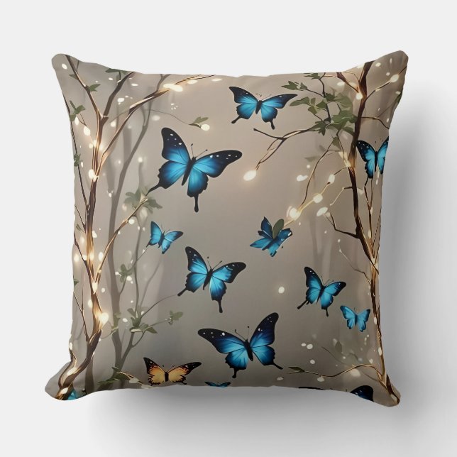 Cojín Decorativo 🦋 de mariposa azul (Anverso)