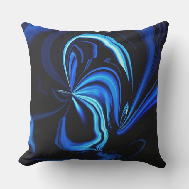 Cojín decorativo de mariposa azul abstracto (Anverso)