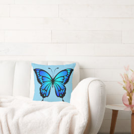 Cojín decorativo de mariposa azul eléctrico