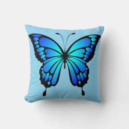 Cojín decorativo de mariposa azul eléctrico