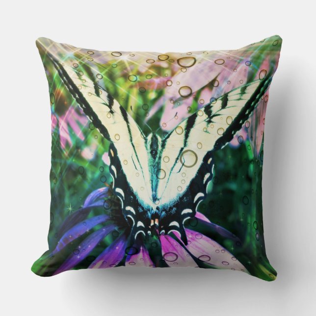 Cojín decorativo de mariposa de cola tragada (Anverso)