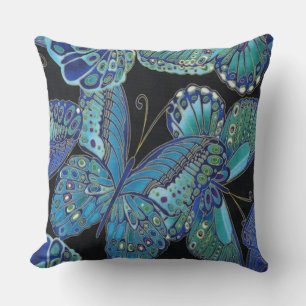 Cojín Decorativo de Mariposa en Azul Turquesa