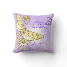 Cojín decorativo de mariposa morado