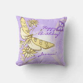 Cojín decorativo de mariposa morado