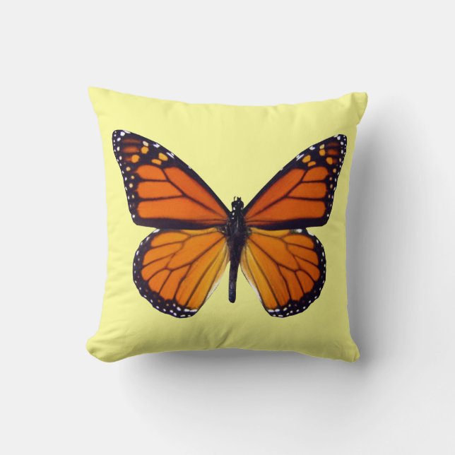 Cojín decorativo de mariposa naranja (Anverso)