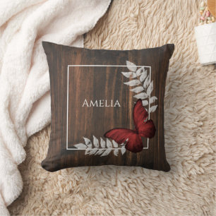 Cojín decorativo de mariposa roja rusa