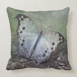 Cojín decorativo de mariposa tropical blanco