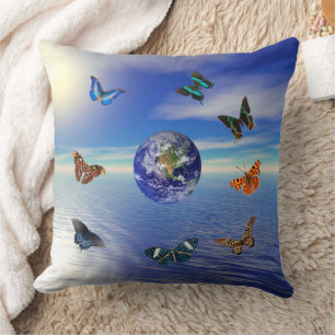 Cojín decorativo de mariposas Blue Earth