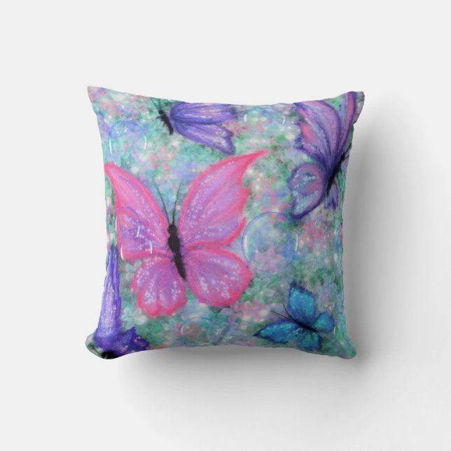 Cojín decorativo de mariposas de primavera (Anverso)