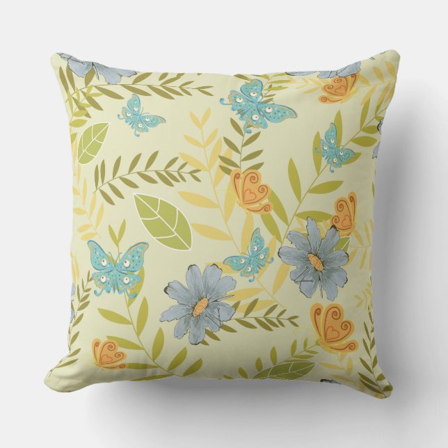 Cojín decorativo de mariposas Naranja de Blue Dais (Anverso)