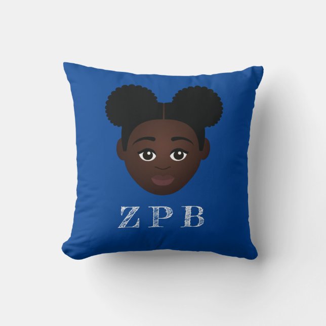 Cojín decorativo de mensajes azul y blanco real (Anverso)