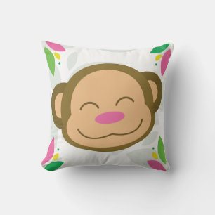 Cojín decorativo de mono de la jungla rosa