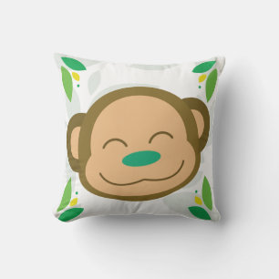 Cojín decorativo de mono de la jungla verde