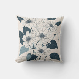 Cojín decorativo de Monograma Botánico Floral Rosa