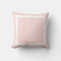 Cojín decorativo de monograma clásico rosado Rubor