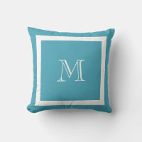 Cojín decorativo de Monograma Clásico Verde Azul