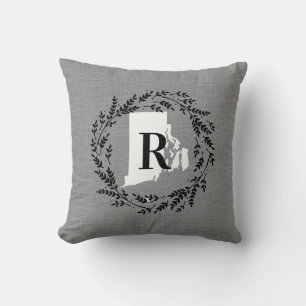 Cojín decorativo de Monograma de Rhode Island Rust
