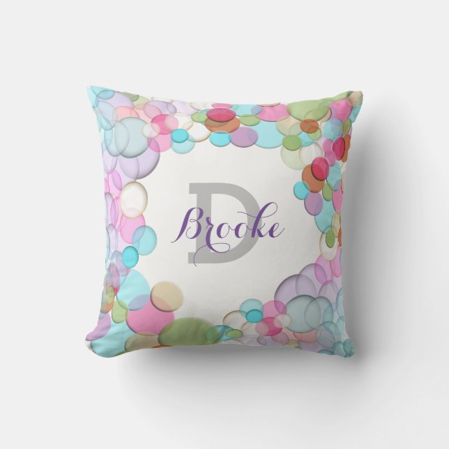 Cojín decorativo de monograma sinóptico Polka-Dot (Anverso)