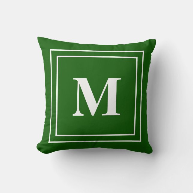 Cojín decorativo de monograma verde moderno (Anverso)