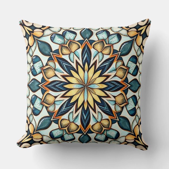 Cojín decorativo de mosaico mágico de Mandala (Anverso)