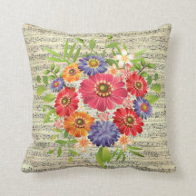 Cojín decorativo de música de hojas de flores de 1