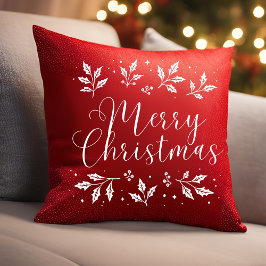 Cojín decorativo de Navidad de Feliz Guión Blanco 