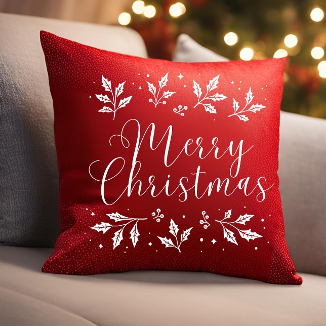 Cojín decorativo de Navidad de Feliz Guión Blanco  (Subido por el creador)