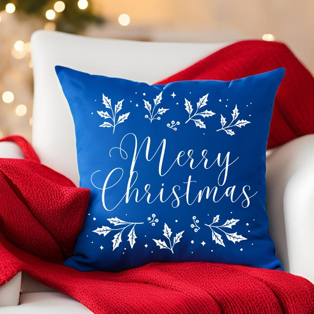 Cojín decorativo de Navidad de Feliz Guión Blanco  (Subido por el creador)