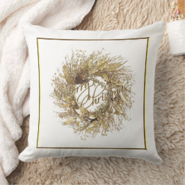 Cojín decorativo de Navidad Gold Wreath Merry