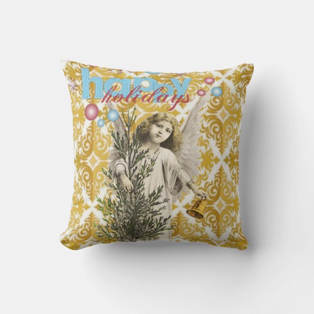 Cojín decorativo de navidades, ángel de vacaciones (Anverso)