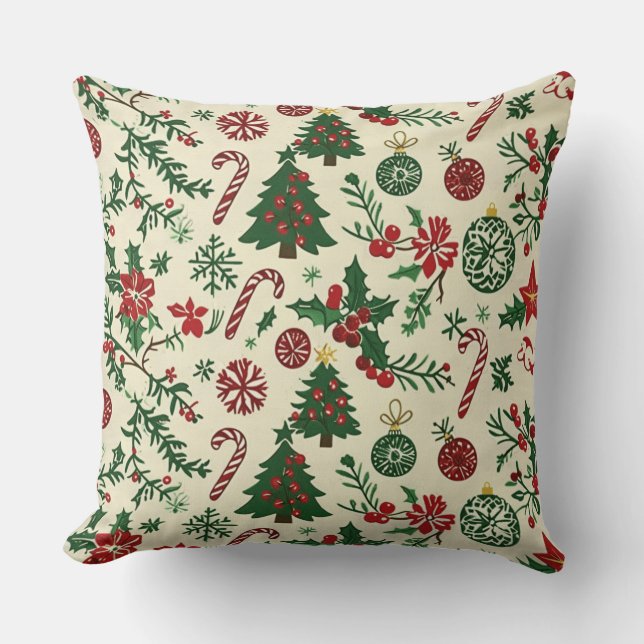 Cojín decorativo de Navidades azules de época (Anverso)