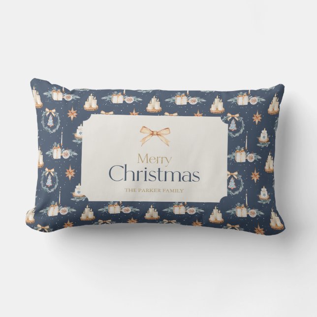 Cojín decorativo de Navidades azules de la marina (Anverso)