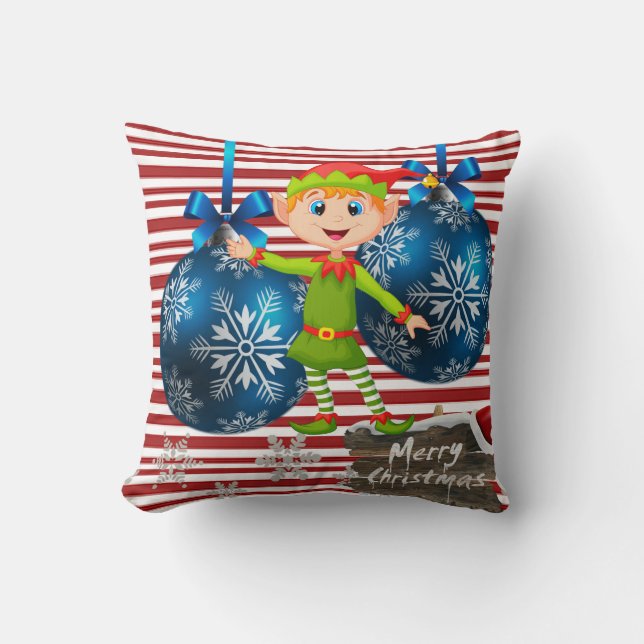 Cojín decorativo de navidades, banda de elfo (Anverso)
