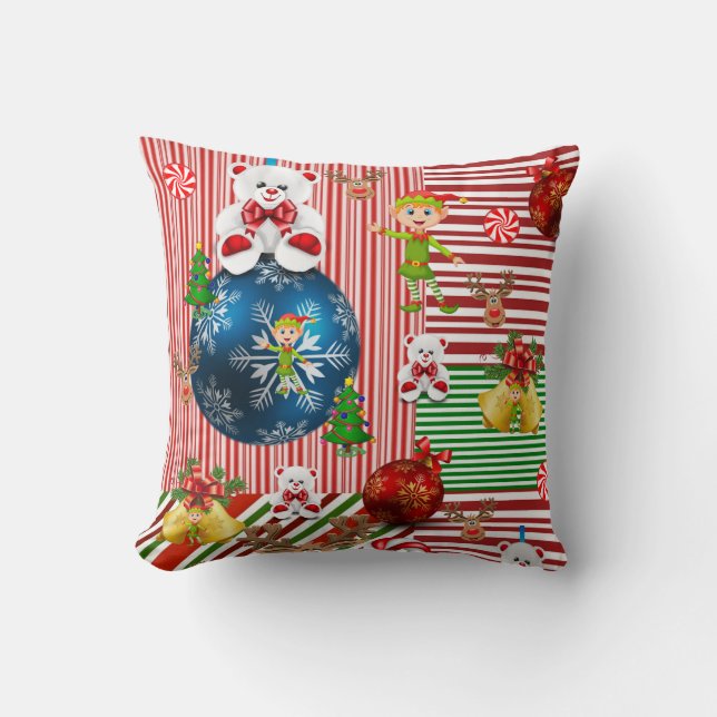 Cojín decorativo de navidades, banda de oso de pel (Anverso)