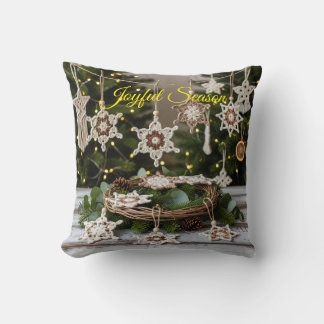 Cojín decorativo de Navidades Boho Crochet Snowfla