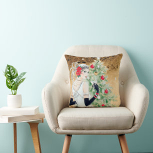Cojín decorativo de Navidades de arte deco retro