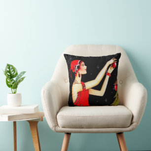 Cojín decorativo de Navidades de arte deco retro