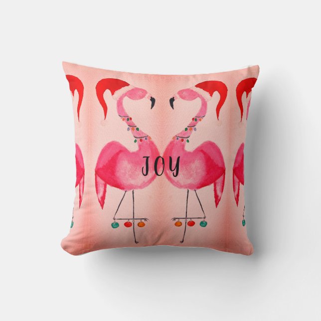 Cojín decorativo de Navidades de Joyous Flamingo (Anverso)