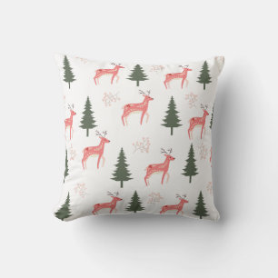 Cojín decorativo de Navidades de renos rosados