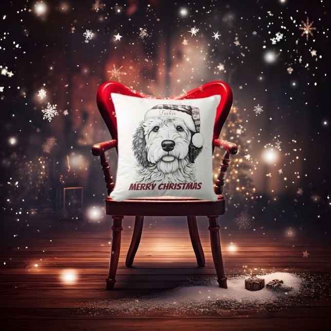 Cojín decorativo de Navidades de Sheepadoodle (Sheepadoodle Christmas Pillow)