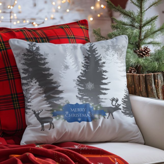 Cojín decorativo de Navidades de Winter Wonderland (Blue Winter Wonderland Christmas Throw Pillow)