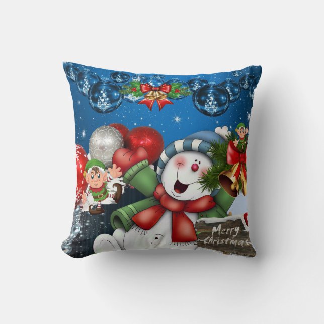 Cojín decorativo de navidades, elfo de Snowman (Anverso)