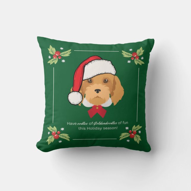 Cojín decorativo de Navidades Goldendoodle (Anverso)