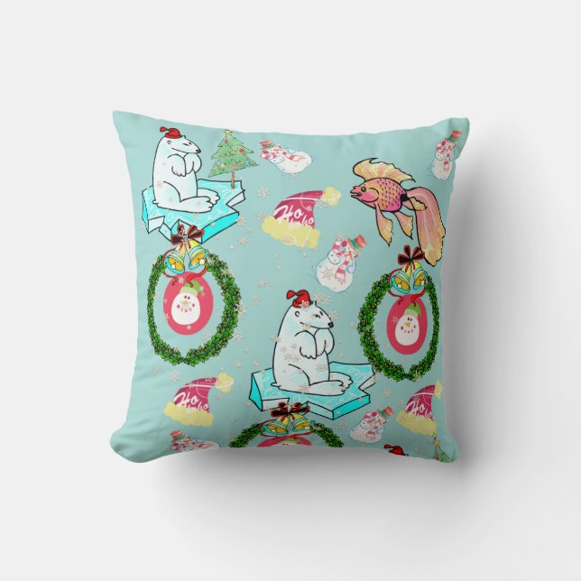Cojín decorativo de navidades, hombre de nieve de  (Anverso)