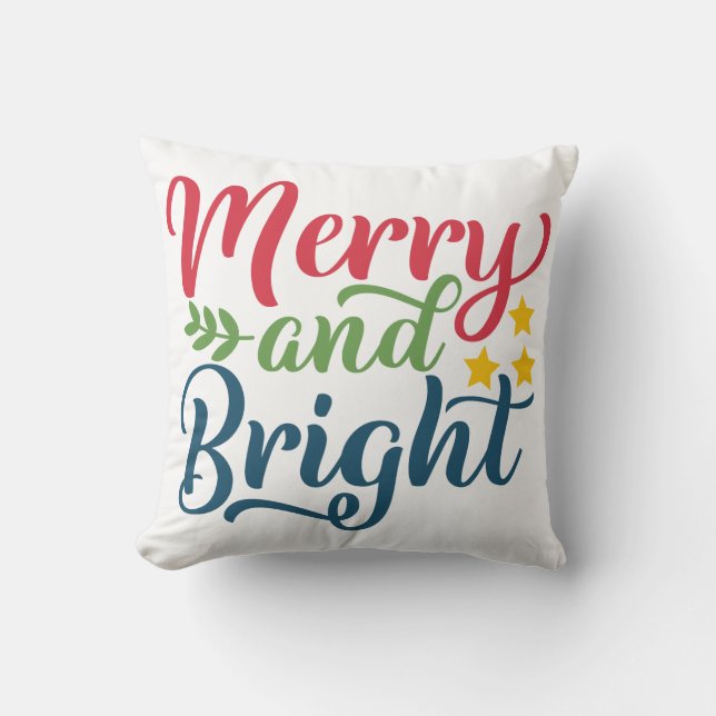 Cojín decorativo de Navidades merry y brillantes - (Anverso)