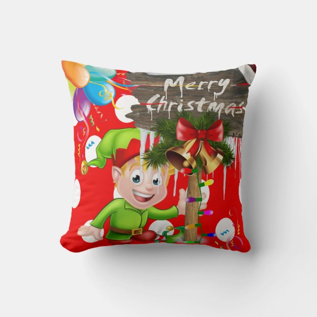 Cojín decorativo de navidades, Navidad de Elf Merr (Anverso)