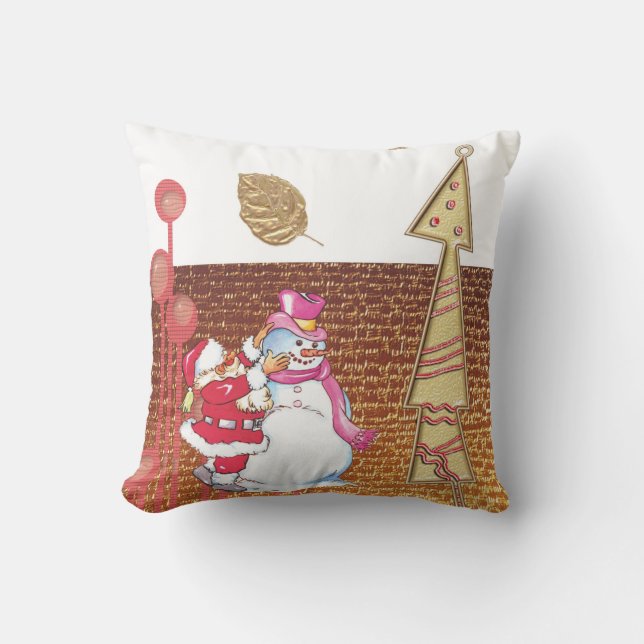 Cojín decorativo de navidades, oro de Snowman (Anverso)