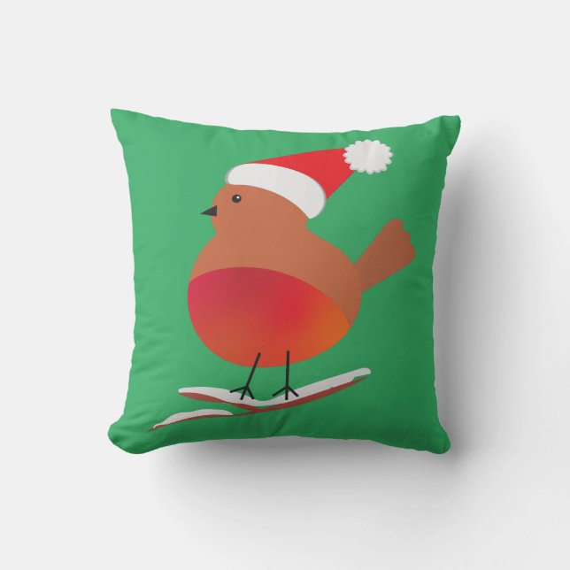 COJÍN DECORATIVO de NAVIDADES ROBIN BIRD (Anverso)